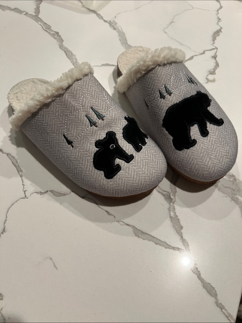 Land's End Sherpa Lined Clog House Slippers Momma Bear Cubs Sz.8